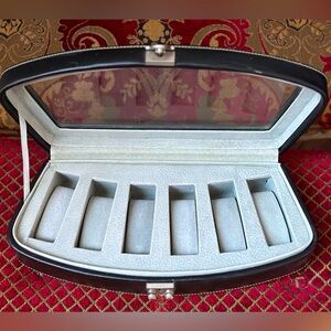 Kensington Row Home Collection Black Leather Watch Case for 6 Watches